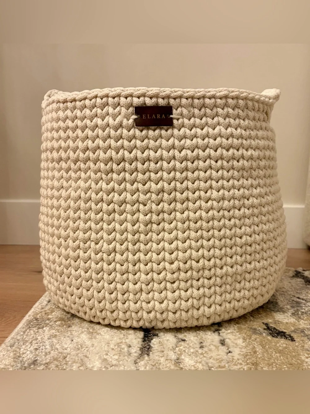 ELARA Handmade Cozy Storage Basket - Cream